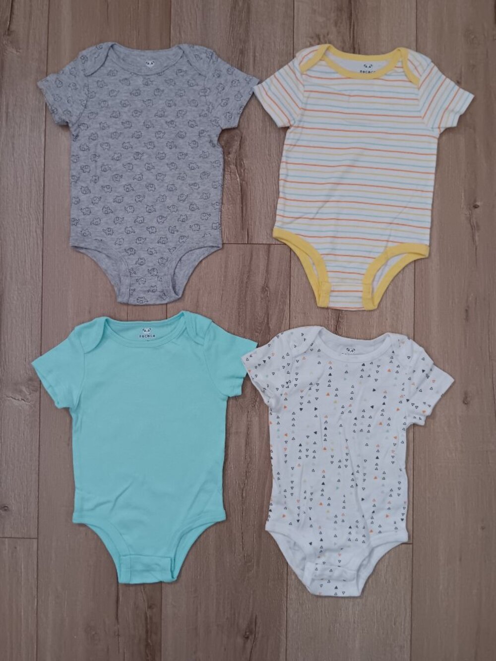 Rococo Infant Baby Bodysuits 4-Pack Set 18M Cotton Short Sleeve